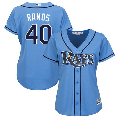 Rays #40 Wilson Ramos Light Blue Alternate Women's Stitched MLB Jersey - Click Image to Close
